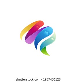 Colorful brain logo template with gradient color