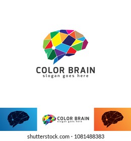 Colorful brain logo vector.