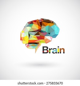 Colorful brain low polygon, Idea concept background design for poster flyer cover brochure, business idea.