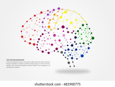 Colorful Brain Mapping Concept With Dots, Circles And Lines