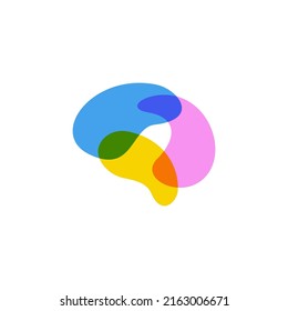 Colorful Brain Overlapping Overlap Logo Vector Icon Illustration