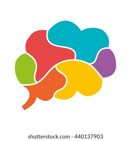 Colorful Brain Side View Over Isolated Background,vector Illustration