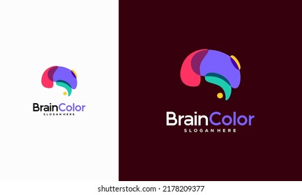 Colorful Brainstorm logo vector, Brain logo designs template, Ideas design concept,