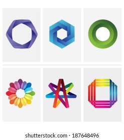 COLORFUL BRAND IDENTITY DESIGN ELEMENTS. Vector icons ans symbols such as logos.