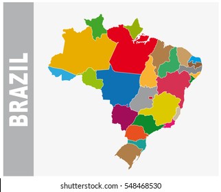 Colorful Brazil Administrative And Political Vector Map