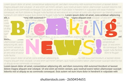 Colorido Breaking Notícias Colagem Texto no Fundo do Jornal Design