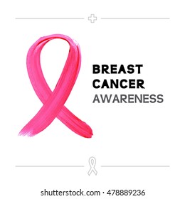 Colorful Breast Cancer Awareness Ribbon Isolated Over White Background. Vector  Medical Hospital Poster