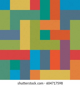 Colorful brick seamless pattern. Abstract retro geometric background.