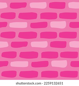 Colorful brick seamless pattern vector. Vector illustration in flat style on pink background.