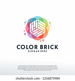 Colorful Brick Work logo vector, Brick Building logo designs template, design concept, logo, logotype element for template