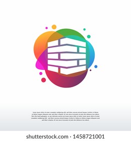 Colorful Brick Work logo vector, Brick Building logo designs template, design concept, logo, logotype element for template