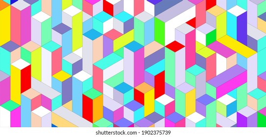 Colorful bricks, abstract, geometric background. Vector illustration.