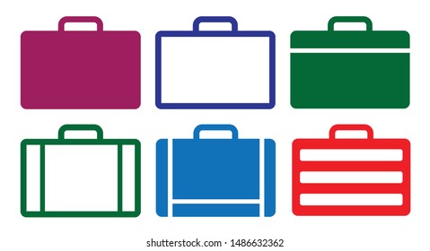 Colorful Briefcase Icon Set – Vector