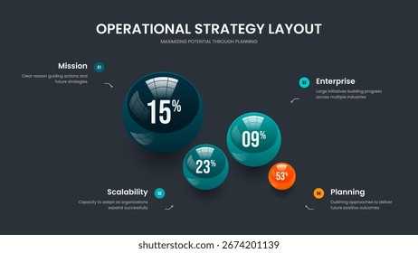 Colorful Briefing Slide Design Vector Illustration. Visual Portfolio Four Step Diagram Frame Layout. Clean Review 4 Option Infographic Presentation Template.