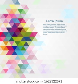 Colorful, bright abstract background from multicolored triangles. Vector pattern of colored geometric shapes.