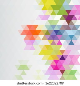 Colorful, bright abstract background from multicolored triangles. Vector pattern of colored geometric shapes.