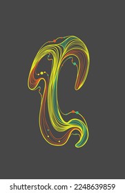 Colorful bright abstract line on the dark background. Can be used as a greeting or invitation card or as a background for a social media