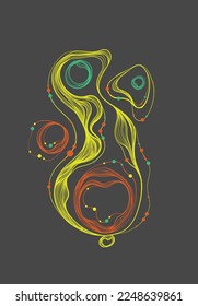 Colorful bright abstract line on the dark background. Can be used as a greeting or invitation card or as a background for a social media