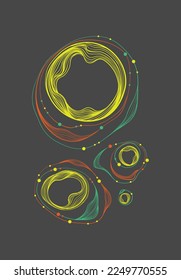 Colorful bright abstract line on the dark background. Can be used as a greeting or invitation card or as a background for a social media
