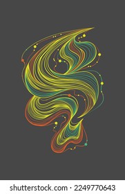 Colorful bright abstract line on the dark background. Can be used as a greeting or invitation card or as a background for a social media