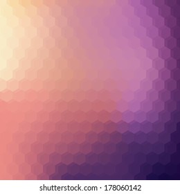 Colorful bright abstract mosaic background. Hexagons square pattern. Retro design.