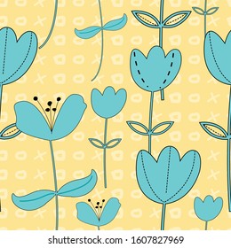 Colorful and bright abstract seamless pattern with flower and geometric. Illustration vector EPS print. packaging or pattern or decorations or other.