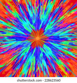 Colorful and bright background with explosion pattern and multiple colors as in rainbow.