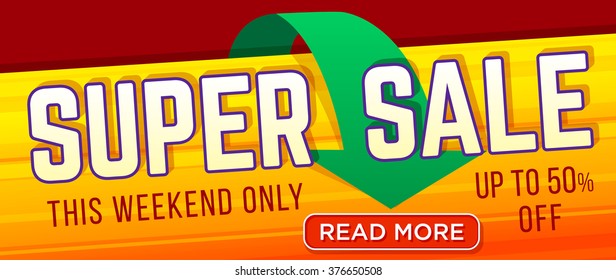 Colorful bright banner for Super Sale and discounts. 