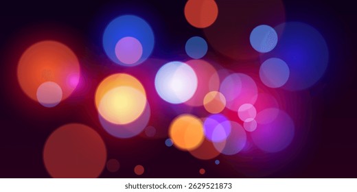 Colorful bright bokeh. Vector illustration banner background blur bokeh colorful on dark light.EPS 10.