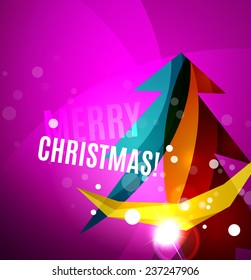 Colorful bright Chrismas card, modern abstract template
