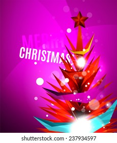 Colorful bright Chrismas card, modern abstract template