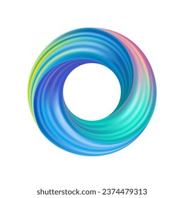 Colorful bright circle on white background, abstract spiral, whirlpool or vortex.