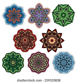 Colorful bright circular ornaments and patterns