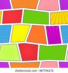 Colorful bright comic strip seamless pattern. Vector, eps10. Rays, lines, dots. Vector, eps 10.