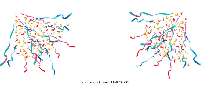 Colorful bright confetti background. Serpentine. Festive vector illustration
