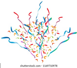 Colorful bright confetti background. Serpentine. Festive vector illustration
