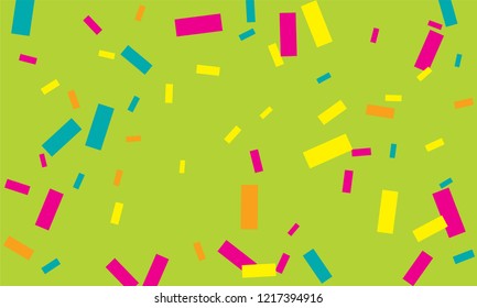 Colorful bright confetti with green color isolated on white background. Festive vector illustration