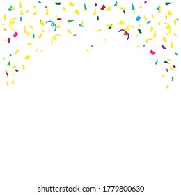 Colorful bright confetti isolated. Festive vector. Falling shiny golden confetti background