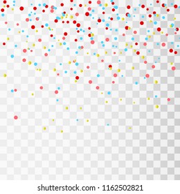 Colorful bright confetti isolated on transparent background. Festive vector illustration EPS10