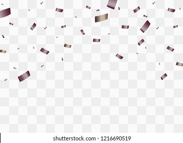 Colorful bright confetti isolated on transparent background. Festive vector illustration. Colorful confetti on a beautiful background. Celebration and party.