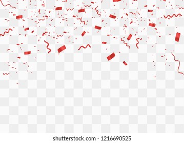 Colorful bright confetti isolated on transparent background. Festive vector illustration. Colorful confetti on a beautiful background. Celebration and party.