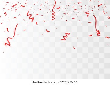 Colorful bright confetti isolated on transparent background. Festive vector illustration. Colorful confetti on a beautiful background. Celebration and party.