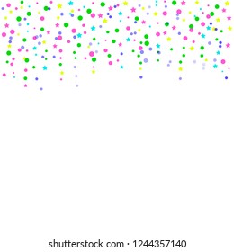 Colorful bright confetti isolated on white background. Holiday festive vector illustration