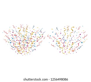 Colorful bright confetti isolated on transparent background. Festive vector illustration