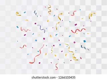 Colorful bright confetti isolated on transparent background. Festive vector illustration.Vector graphics.
