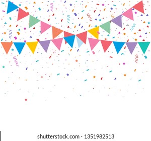 Colorful bright confetti isolated on transparent background. Festive vector illustration