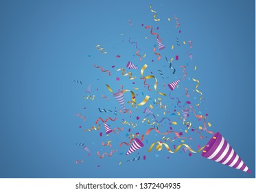 Colorful bright confetti isolated on transparent background. Festive vector illustration