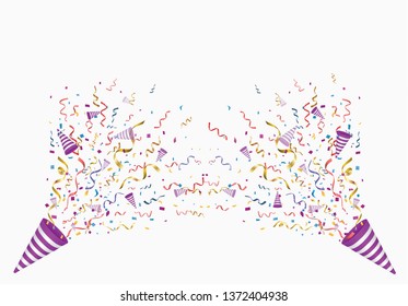 Colorful bright confetti isolated on transparent background. Festive vector illustration