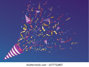 Colorful bright confetti isolated on transparent background. Festive vector illustration.