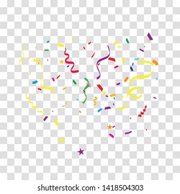 Colorful bright confetti isolated on transparent background. Festive Vector 
